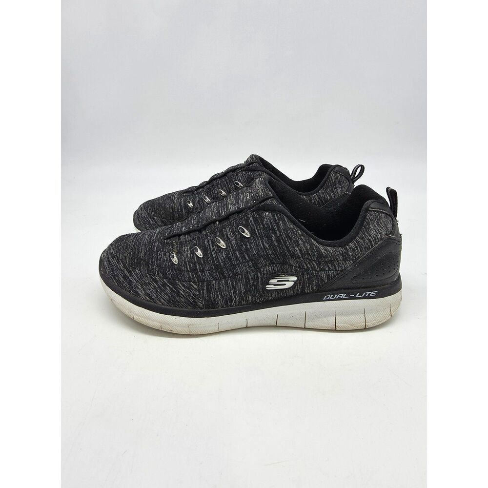 Skechers Ultra Dual Lite Womens 8 Shoes Black Slip On Memory Foam Sneakers